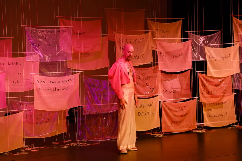 William telling a story about a spirit guide, Tanzfabrik Berlin, June 2021 – photo by Anja Weber