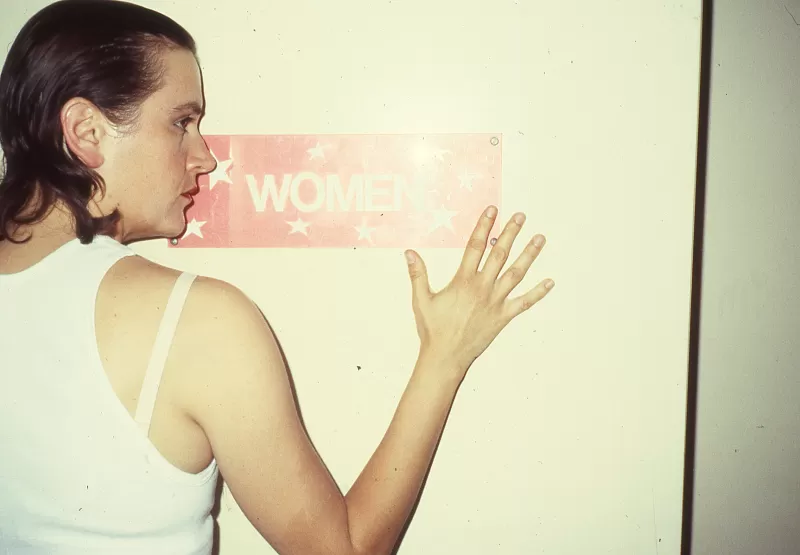 Colin Campbell and Margaret Dragu, TDT Winchester Theatre; DanceWorks prod; dressing and moving alike, they share one personnae for this performance, Toronto, 1982–84