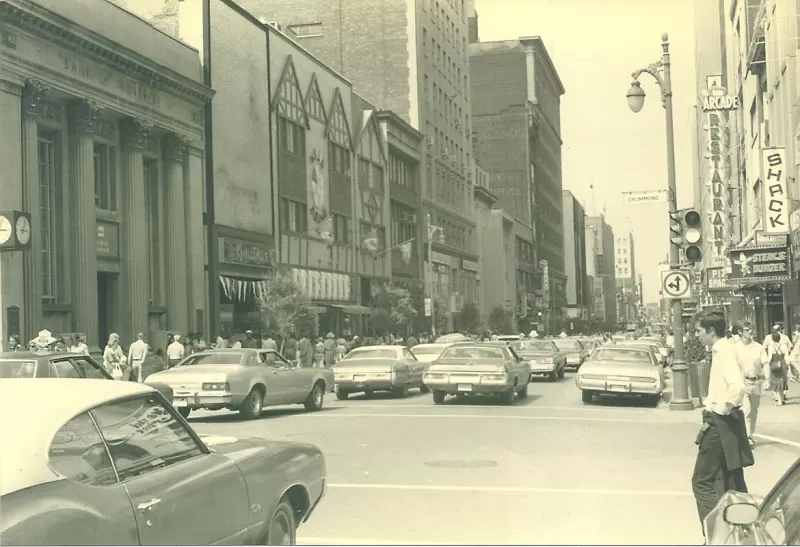 St. Catherine Street and Drummond, July 1976