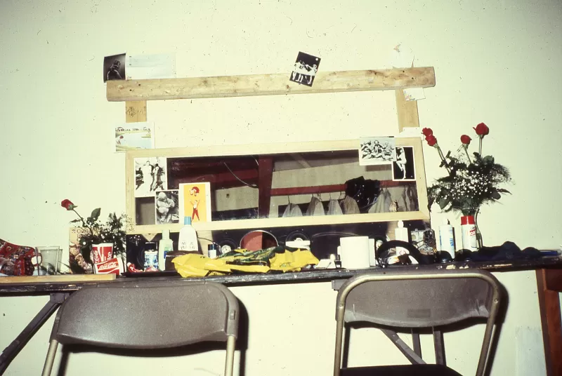Colin Campbell and Margaret Dragu, Dressing Room must haves; red roses, baby breath, break-a-leg telegrammes & notes; Harbourfront Theatre, Toronto, 1982–84