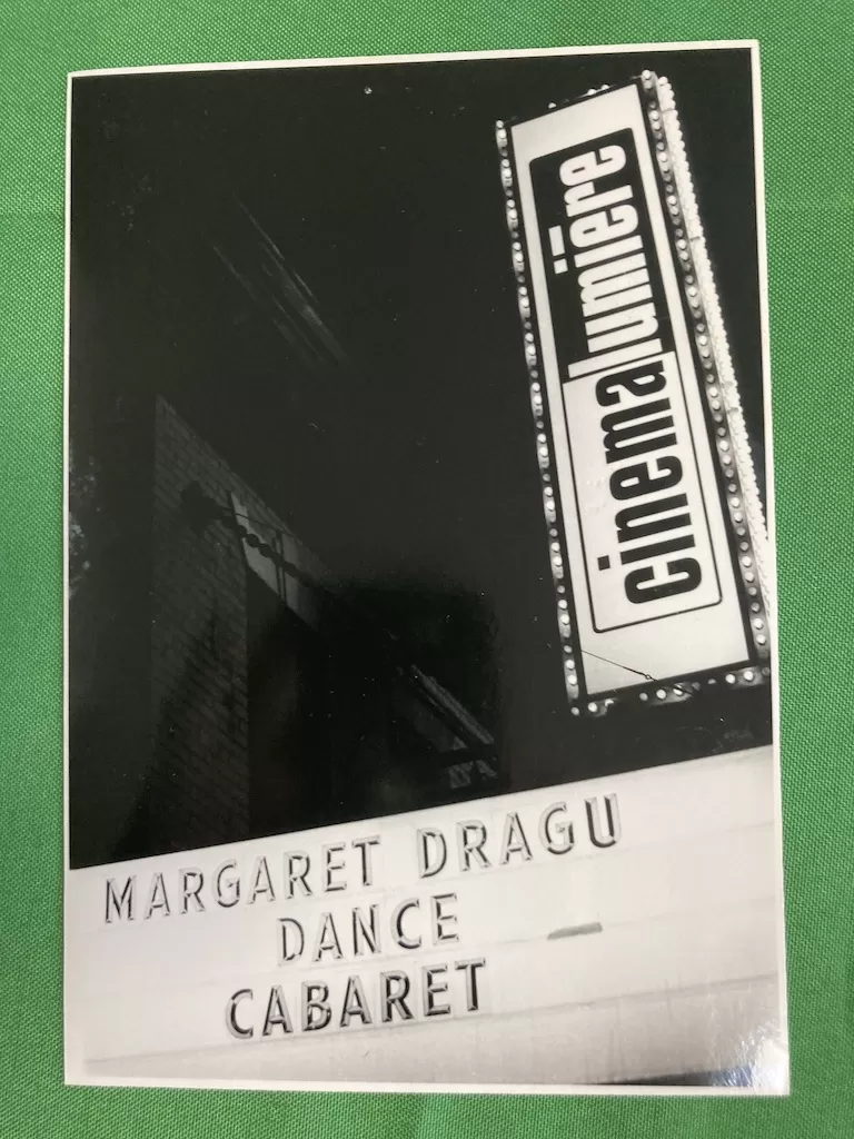 Cinema Lumiere, Toronto; venue Margaret performed in blending modern dance, stripping, cabaret, live music, special effects, magic, set design