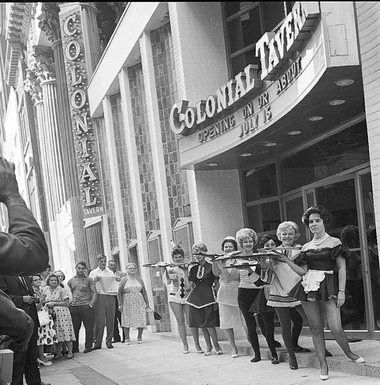 Colonial Tavern, Yonge Street, Toronto, c. 1970; it had many metamorphoses, jazz & blues mecca, stripclub, all you can eat buffet
