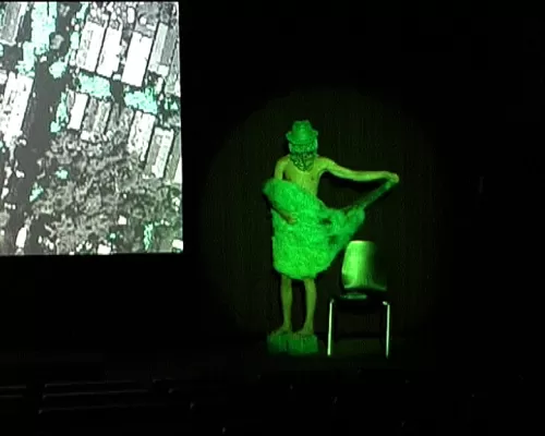 WLW as Green Lady performing "Border Strip", Kino Arsenal, Berlin, 20??