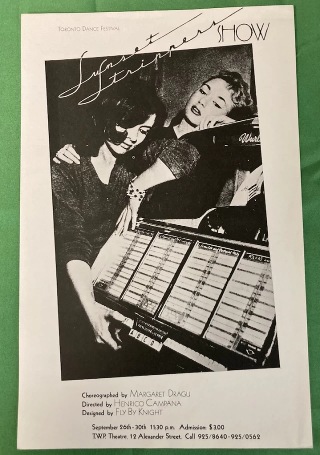 Poster for Sunset Strippers, TWP Theatre, Toronto, Ontario, September 1979