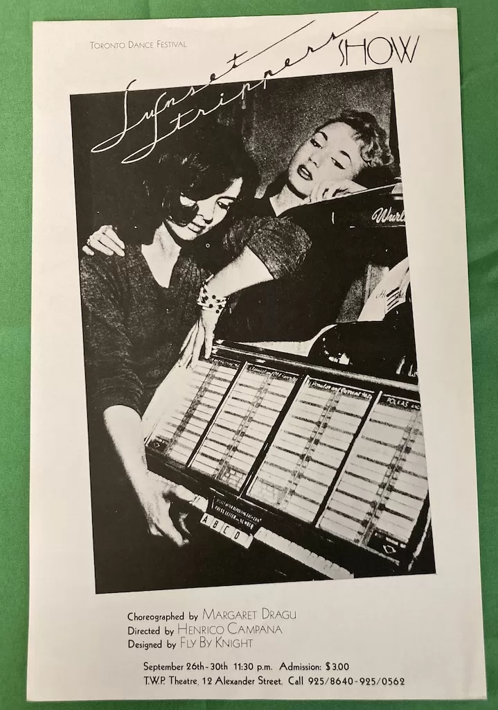 Poster for Sunset Strippers, TWP Theatre, Toronto, Ontario, September 1979