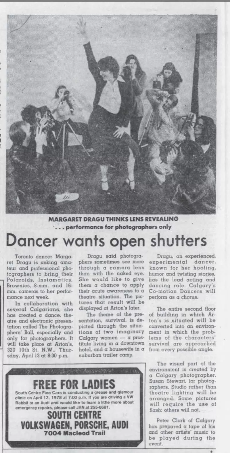 The Calgary Herald, 5 Apr 1978, P. 80; Artons Gallery, artist run centre, Marcella Bienvenue & Clive Robertson