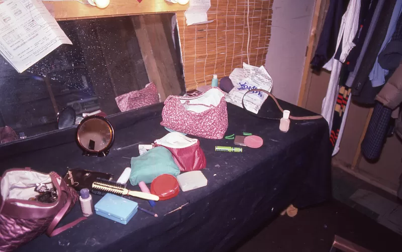 Dressing Room, Theatre Centre, Toronto; a romantic makkeup mess