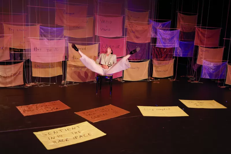 Britta performing the Chair Dance, Tanzfabrik Berlin, June 2021 – photo by Anja Weber