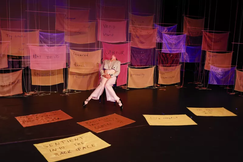 Britta performing the Chair Dance, Tanzfabrik Berlin, June 2021 – photo by Anja Weber